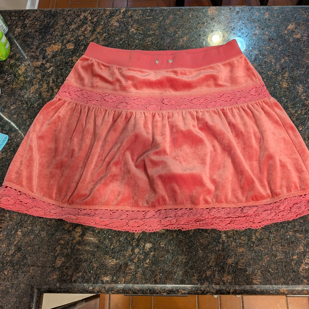 BCBGMaxAzria Coral A-Line Skirt with Lace Detail